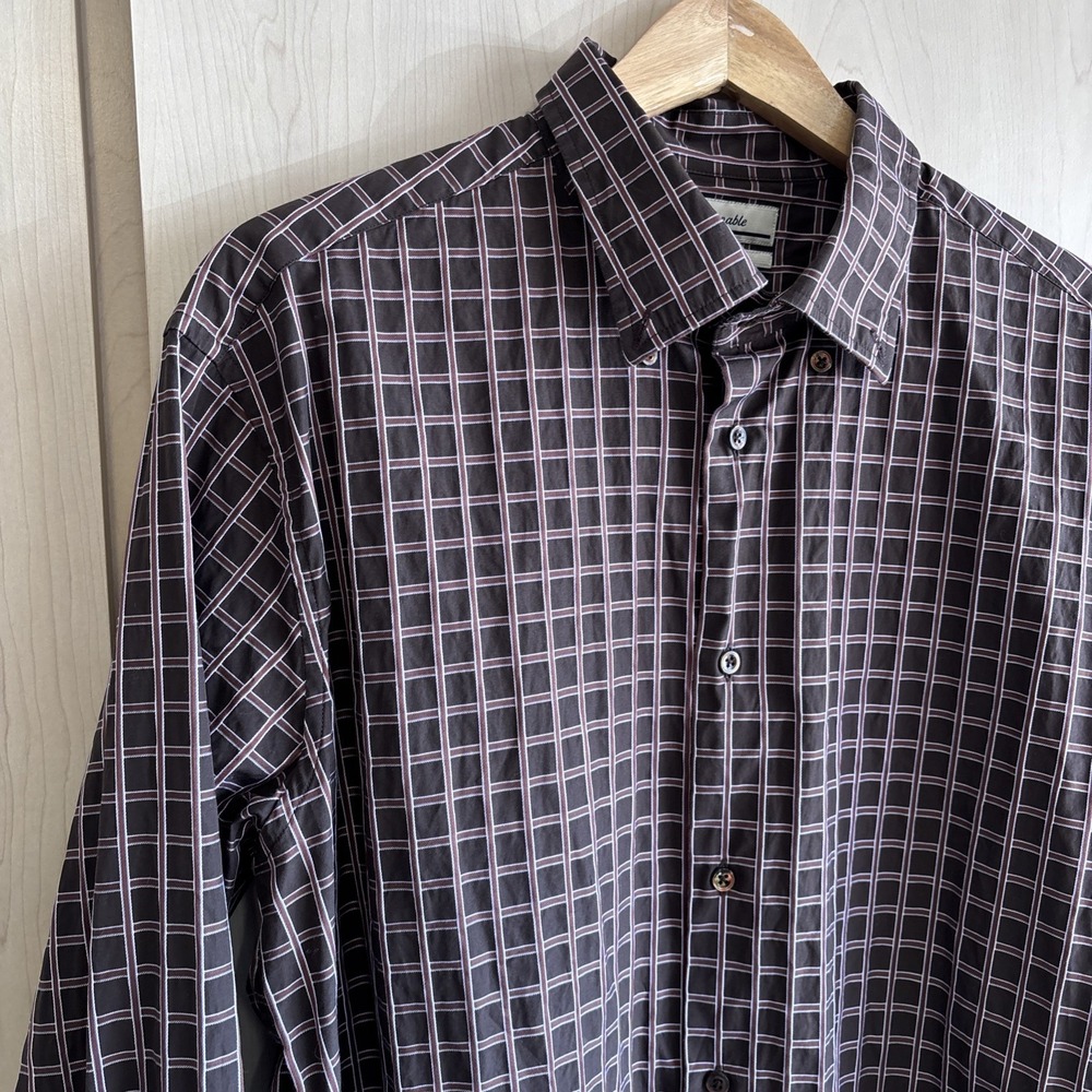 Facconable MultiColor Grid Pattern Button Down 10… - image 2